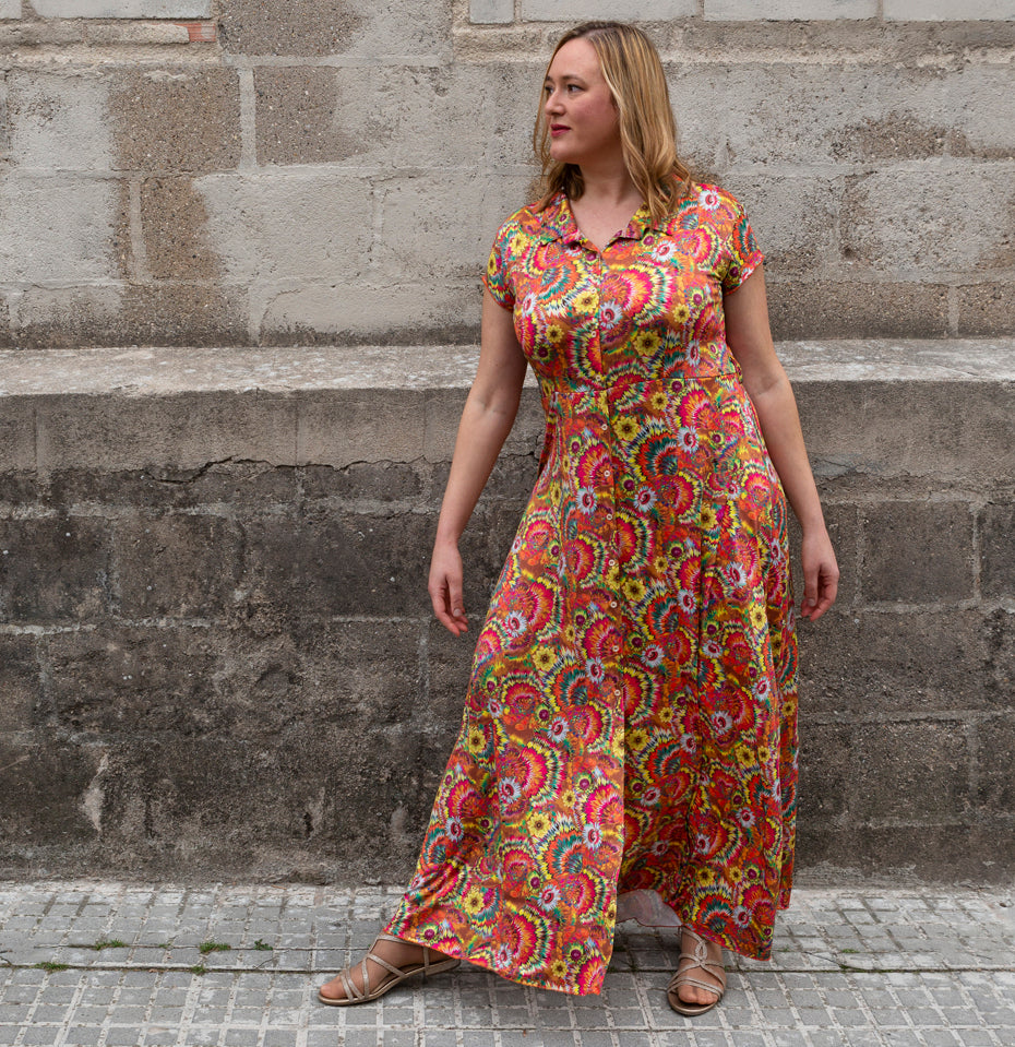 Vestido largo camisero multicolor